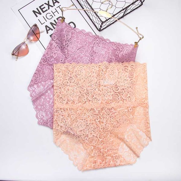 

women's panties 3pcs/lot women lace underwear mesh lingerie female brief underpants plus size breathable high waist briefs, Black;pink