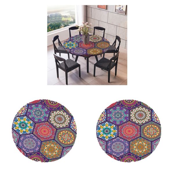 

2pcs indoor outdoor tablecloth round table cloth cover, spill proof and waterproof, host backyard parties, bbqs 1.5m_e