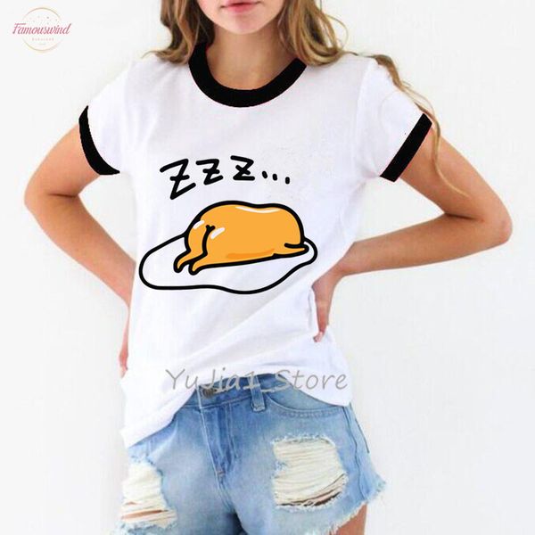 

five more minutes funny sleeping lazy egg print graphic shirts women gudetama nbsp;tshirt tee shirt femme camisas mujer clothes, White