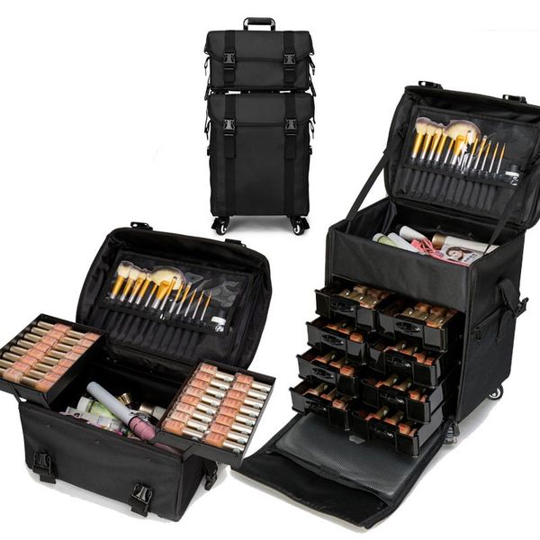 

letrend многофункциональный роллинг багажник spinner многослойный чемодан колеса женщины оксфорд профессиональный косметичка тележка