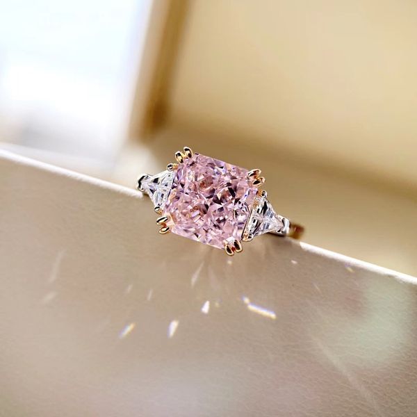 

luxury designer luxury diamond ring 3ct reddine pink diamond cutting ring s925 sterling silver plated 18k gold ring holder premium