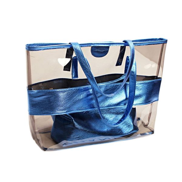 

wenyujh bags for women 2019 new shopper bag beach clear bag 2 pieces summer tote fashion handbags for girls transparent handbags