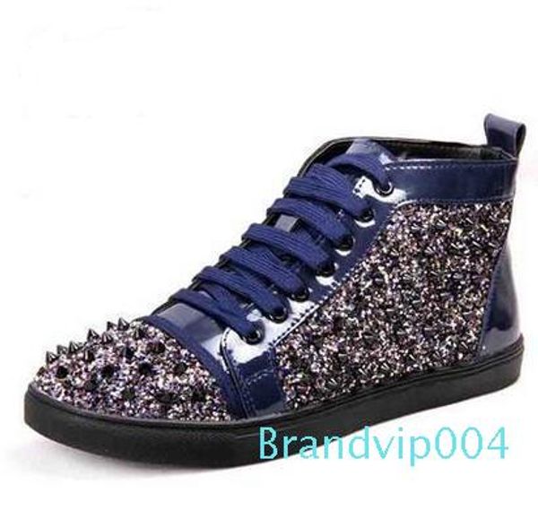 

men's and women's leather martin boots high-necked fashion nail red sneakers rivet shoes casual shoes code 36-46, Black