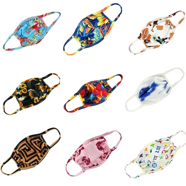 

designer printed masks reusable protective pm2.5 filter printing mouth mask anti dust face mask windproof mouth-muffle 84 styles damon017 #8, Black