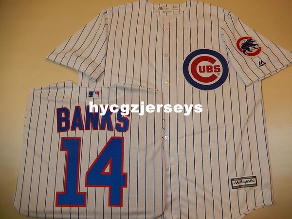 

baseball #14 ernie banks cool base sewn shirt jersey w/patch new mens stitched jerseys big and tall size xs-6xl for sale, Black;blue
