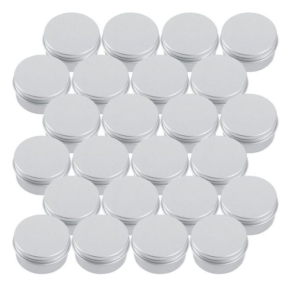 

30ml silver small aluminum round lip balm storage jar containers with screw cap for lip balm, cosmetic, candles or tea(pack of 2