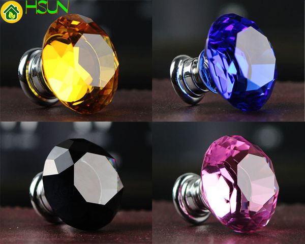 2019 30mm Black Crystal Knob Dresser Knobs Glass Knobs Drawer