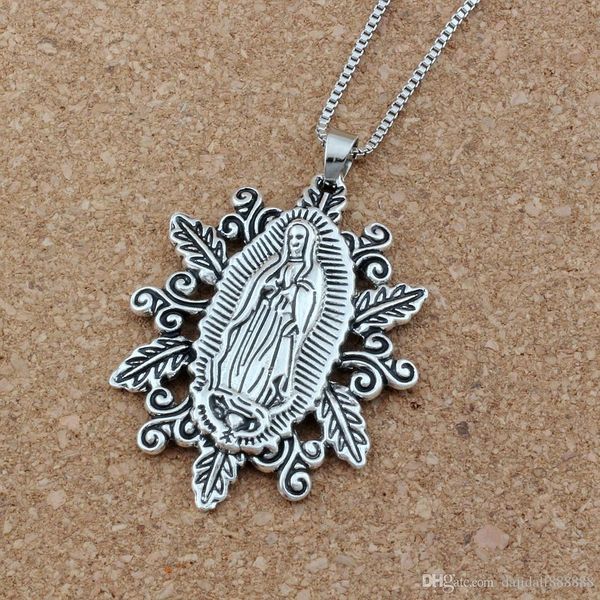 

10шт много старинного серебро богоматерь святого лопаточного medal религиозной подвеска ожерелье 23.6inches 37x54.8mm подвесок a-482d, Silver