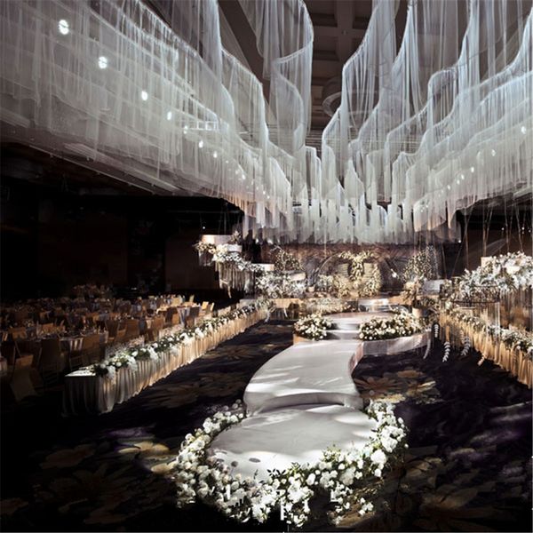 Wedding Supplier Drap Fabric Backdrop Curtain Ceiling Drapes Hanging Ornament Runway Display Stage Backdrop Supplies Party Hotel Banquet Gold Wedding