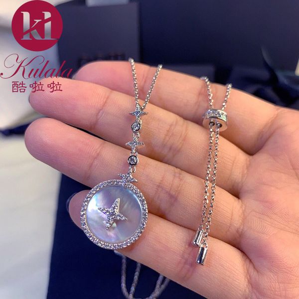 

роскошные праздничные элементы с горячей продажи алмазов серебряные звезды ожерелье женщин монокристаллического aaa циркон дамы перламутровы, Silver