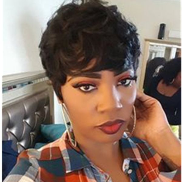 Human Hair Capless Wigs Human Hair Jerry Curl Afro Pixie Cut