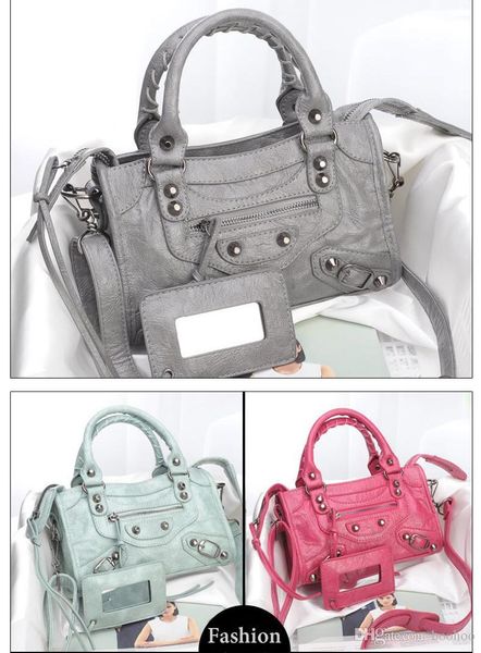 

Whole ale motorcycle tote retro big gold nail locomotive bag women houlder me enger cro body leather houlder bag mini ize