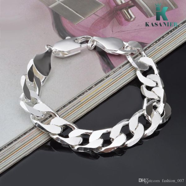 KASANIER Men 8mm Silver Chains Bracelet Steel Steel Silver Bracelet For Men and Women Curb Cuban Figaro chain Jewelry New262B