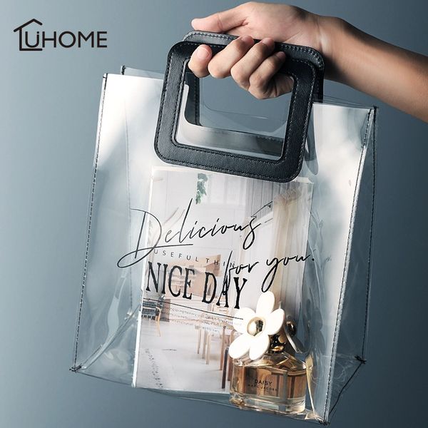 

2018 clear pvc women washing handbags jelly transparent tote bag waterproof makeup storage lunch bags