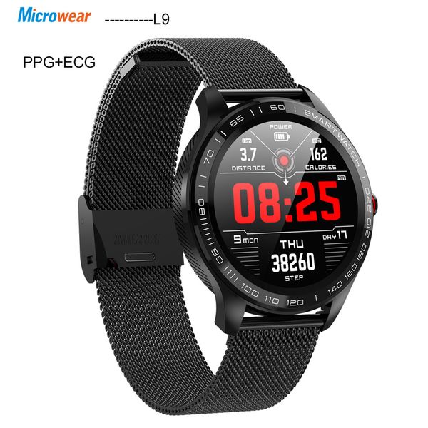 

microwear l9 ppg+ecg smart watch blood pressure oxygen heart rate monitoring fitness sport watch ips colorful screen smart band, Slivery;brown