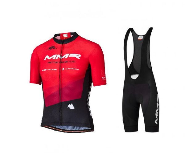 

racing sets 2021 mmr pro team red short sleeve cycling jersey summer wear ropa ciclismo+ bib shorts with power band, Black;blue