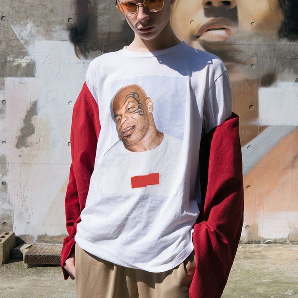 

07SS Box Logo MikKe Tyyson Photo Tee Футболка с принтом Summer Simple Tee Повседневная Мужчины Женщины Ул