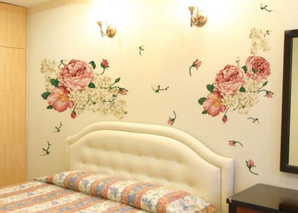 

70*50cm luxury peony flowers wall sticker art decor decals removable pvc