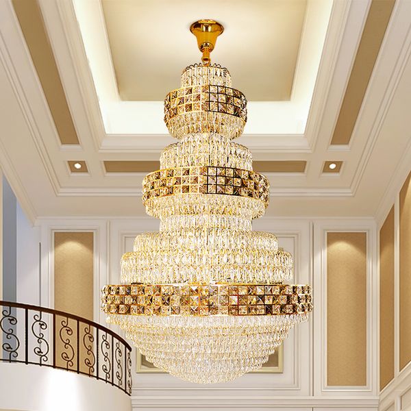 Amerikanischer Kristall-Kronleuchter, LED-Licht, europäische moderne Kristall-Kronleuchter, Leuchten, Hotel-Haus, große lange Hängelampe, Durchmesser 120 cm/150 cm