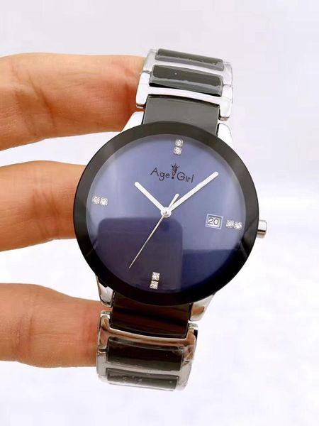 

luxury men womens new rose gold yellow gold silver japan quartz classic round black white ceramic stainless steel watches couple, Slivery;brown