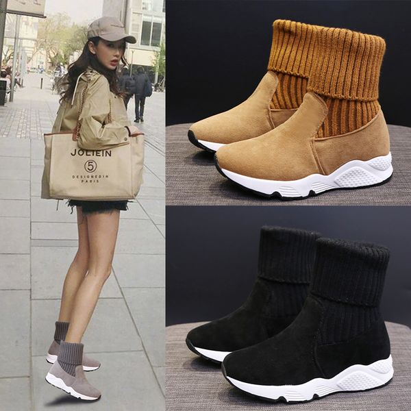 

2020 designer boots women girl classic fly knitting snow boots bowtie ankle short bow fur winter boot chestnut fashion 670261, Black