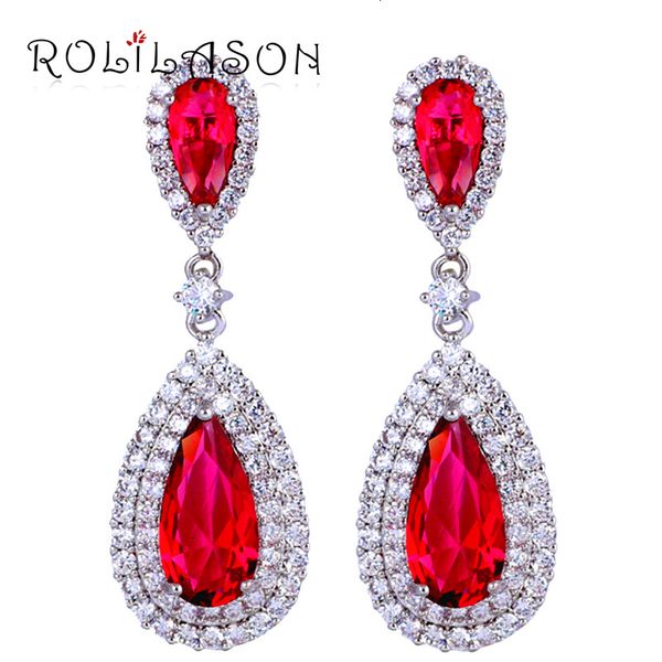 

53mm water drop design for women wedding anniversary rose zirconia silver filled health fashion jewelry stud earrings je1004, Golden;silver