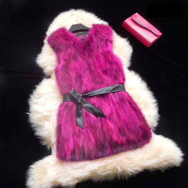 

real raccoon dog fur vests waistcoats women's v neck long design autumn winter 2018 new sleeveless natural fur jackets and coats, Black