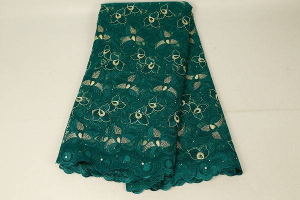 2020 Modest Verde Africano frisada do laço do ouro Tecido Aso Oke Gele Headtie lenço bordado nigeriano Lace Fabric Francês Voile Lace BF0011