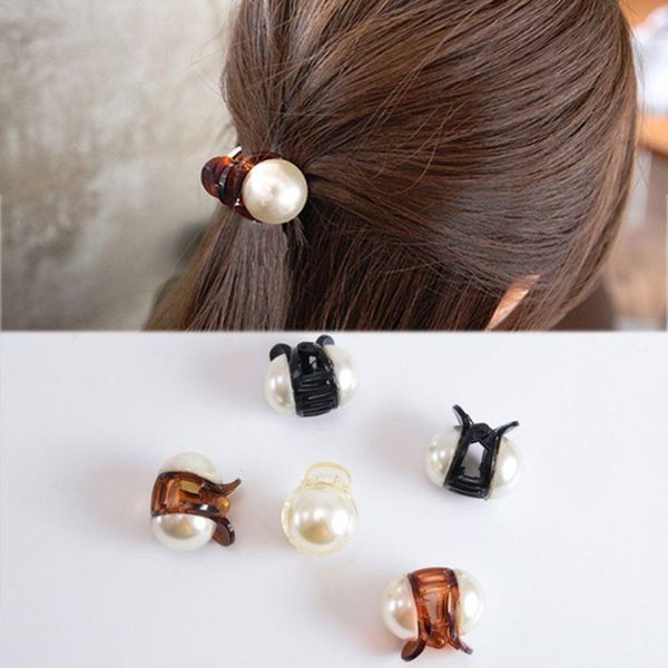 

1pcs new women girls mini pearl hair claw women hair crab hair styling tools fashion accessories wholsale lewiy, Black