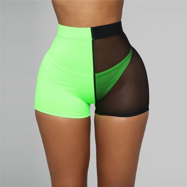 

women summer casual shortpants mesh color matching patchwork slim casual ants clubwear shorts, White;black