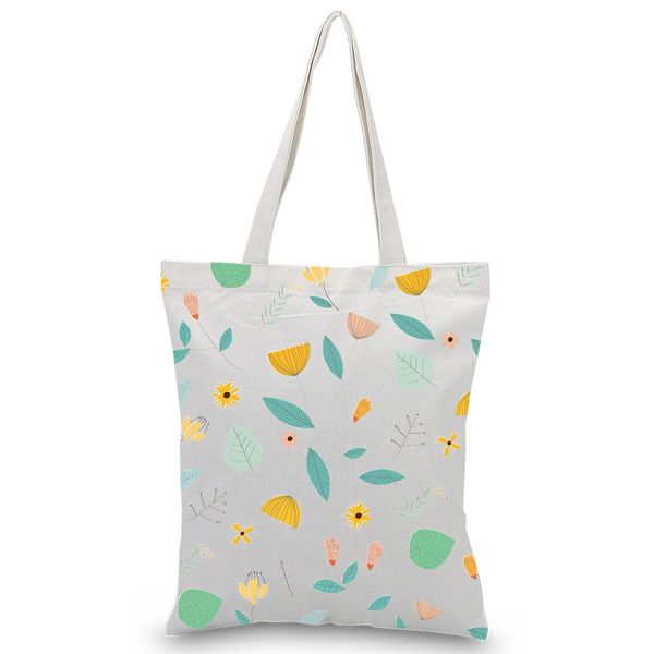 

reusable shopping bag eco women handbag bag daily use shoulder print casual canvas tote