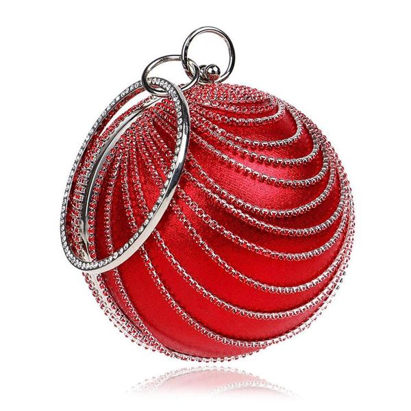 

fggs women's ball shape crystal evening clutch purse wedding party handbags(red