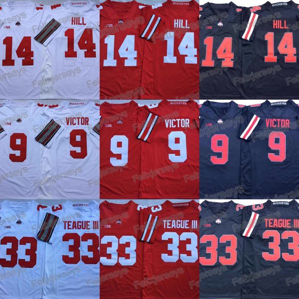 

ohio state buckeyes black #14 k.j. hill #9 binjimen victor #33 master teague iii college football jerse, Black;red