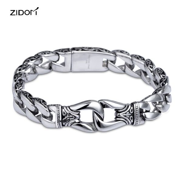 

2018 silver 316l stainless steel men vintage bracelets fashion chain & link bracelet male punk jewelry gifts, Black