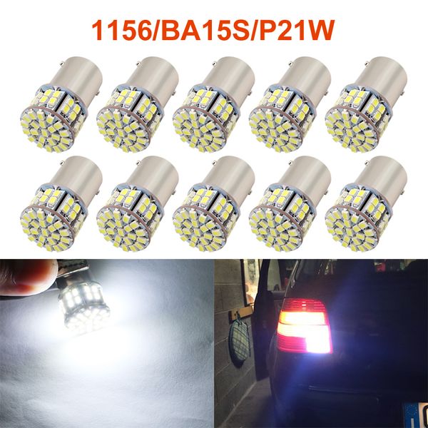 

10pcs 1156 p21w ba15s 50smd 1206 led 1156 rv trailer truck car turn signal light sparking led lamps 12v