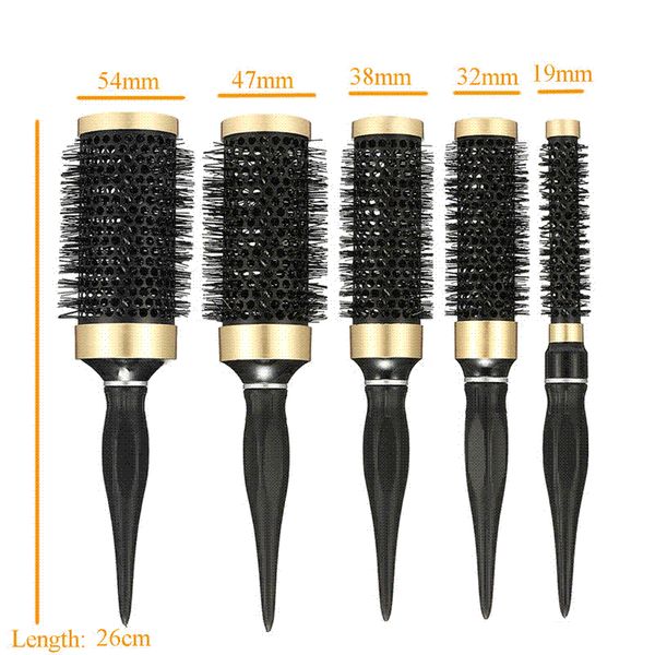 Roll Round Hair Curling Comb Ceramic Hairbrush Detangle Wavy