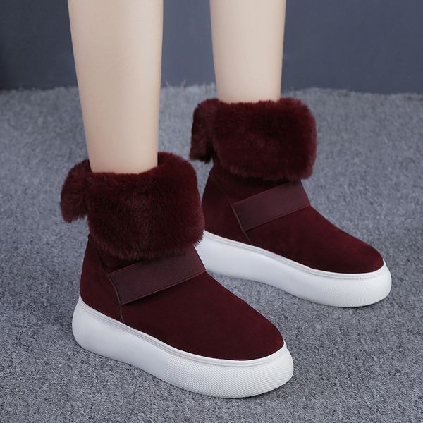 

plus velvet snow boots women waterproof platform boots 3 colors winter keep warm fashion ankle women 2019, Black