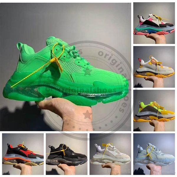 

with zip tie yellow paris triple-s 17fw crystal bottom platform sneakers triple s vintage mens womens trainers casual dad grandpa shoes, Black