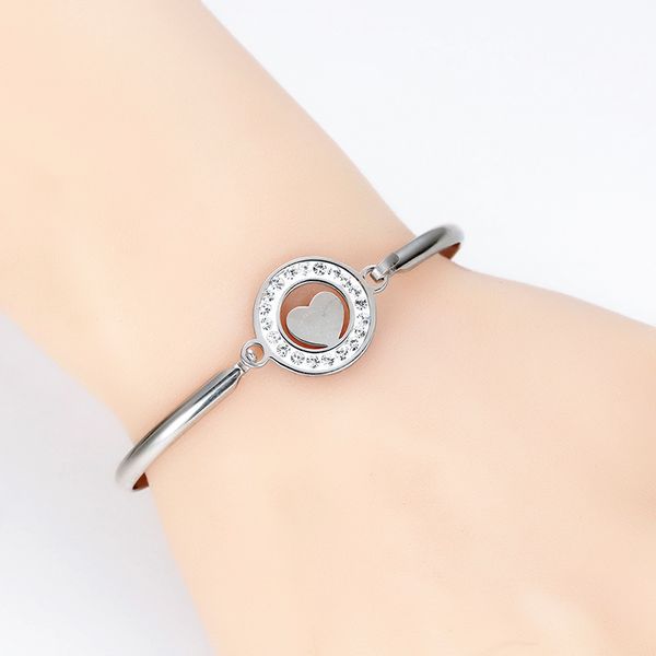 

3um new korean bracelet peach beloved stainless steel bracelet fashion jewelry 6.2cm, Black