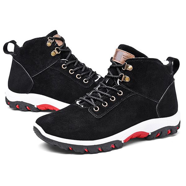 

men winter high shoes soft leather boots warm leather shoes outdoor travel cotton sneakers ncm99, Black