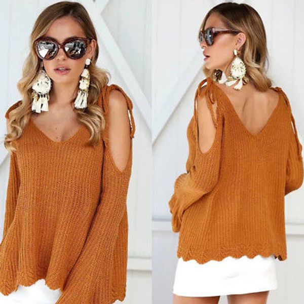 

2019 women's v-neck knitted sweater oversized long sleeve loose jumper knitwear pullovers solid sweater, White;black