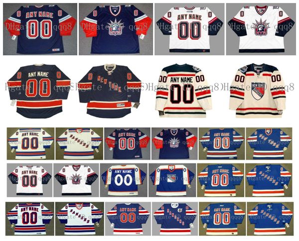 

custom vintage new york rangers jersey personalization ice hockey jerseys blue white stitched any name number size s-xxxxl, Black;red