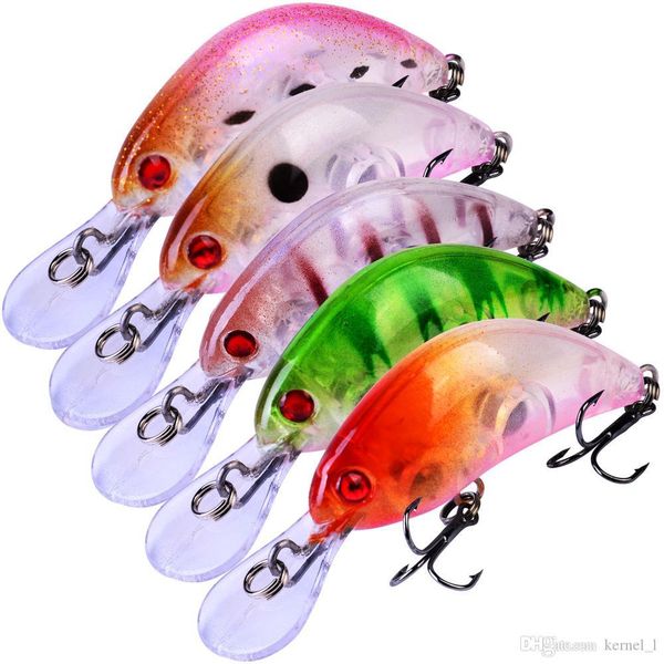 

mixed 5 color 5.5cm 3.8g crank hard baits & lures 10# hook fishing hooks fishhooks artificial plastic bait fishing accessories
