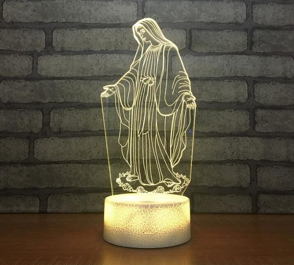 

crack base 3d led night light blessed virgin mary touch 7 color changing desk table lamp party decorative light christmas gift