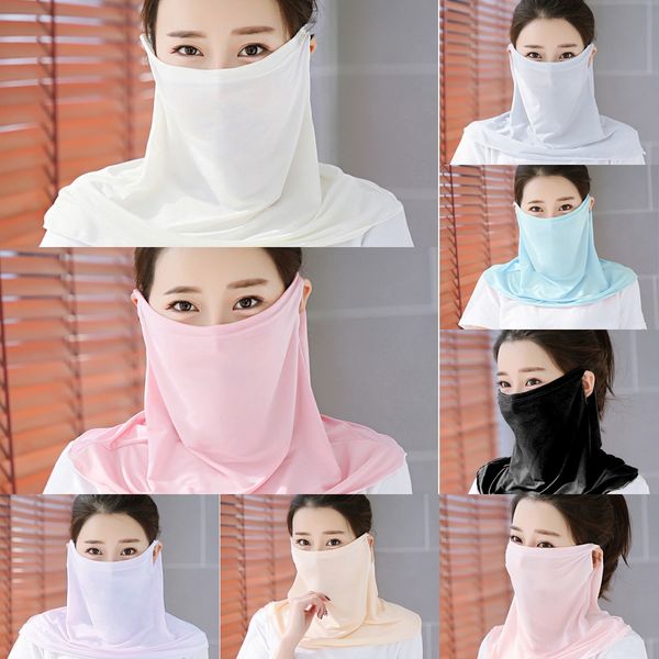 

qvev1 summer new outdoor cycling sport face protection cool elastic ice fabric bike neck scarf bicycle half sun mask facemask hot, Black