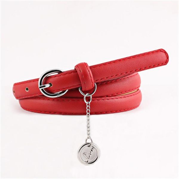 

2018 new fashion women vintage accessorie letter pendant casual thin leisure leather belt drop shipping may 4, Black;brown