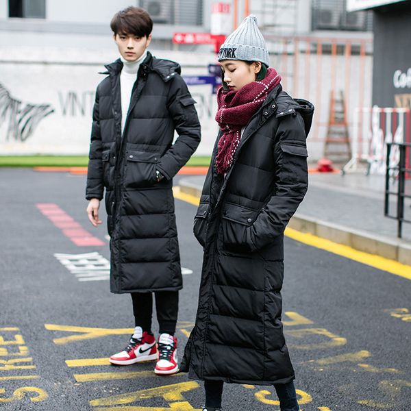 

2019 men's warm winter long coat ladies cotton warm jacket thick coat hooded parker winter black 3xl p819