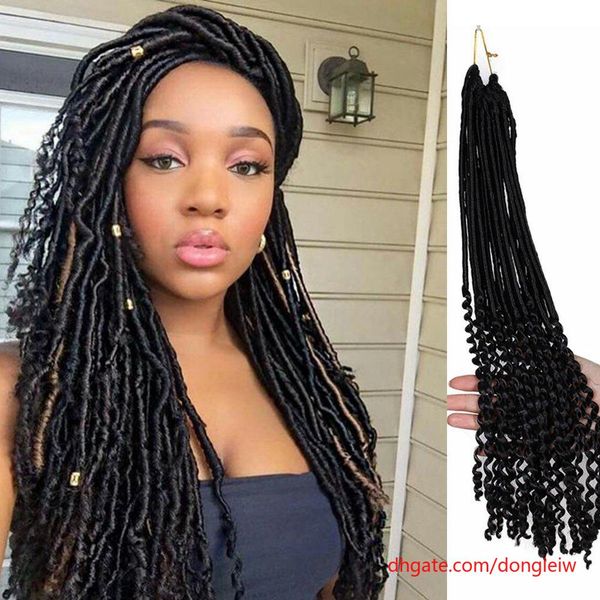 2019 Hot Selling 20 Inch Black Curly Faux Locs Crochet Hair 1packs Soft Synthetic Crochet Braid Dreadlocks Braiding Hair For Black Women From
