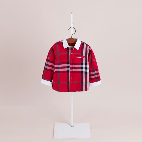 

foreign trade children's wear casual high-end classic cotton plaid long-sleeved shirt spring and autumn lapels children's shirt, White;black