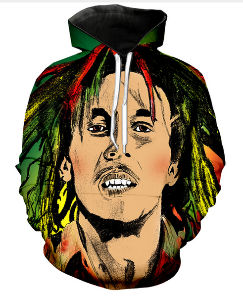

new fashion sweatshirt men / women 3d hoodies print bob marley slim stylish hooded hoodies lms08, Black